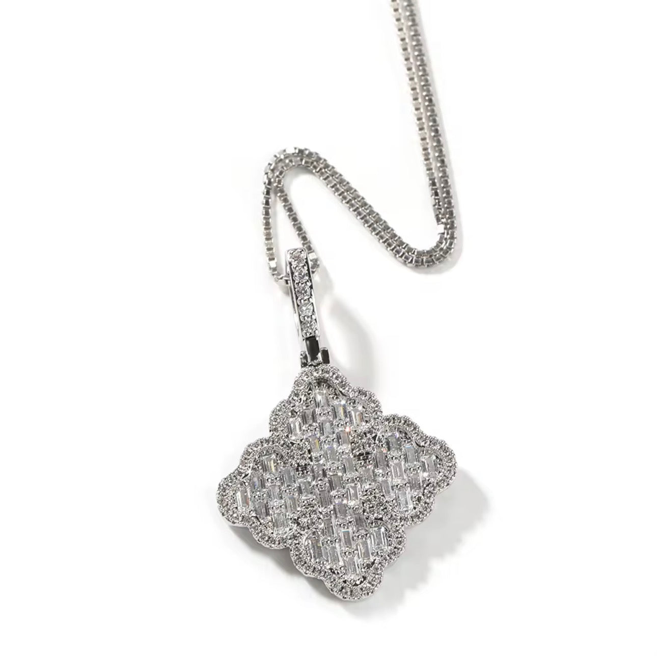 Baguette CZ Clover Pendant