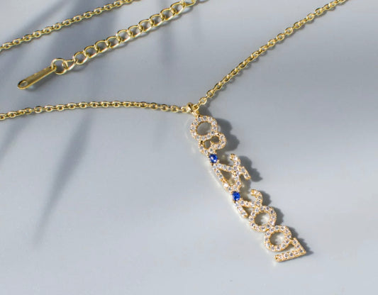 Custom Date Necklace with Birthstone