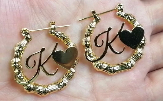 Bamboo Initial Earrings